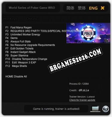 World Series of Poker Game WSOP: TRAINER E CHEATS (V1.0.46)