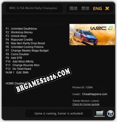 WRC 6 FIA World Rally Championship: TRAINER E CHEATS (V1.0.38)