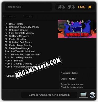 Trainer Wrong God [PC] - 15 funções ativas