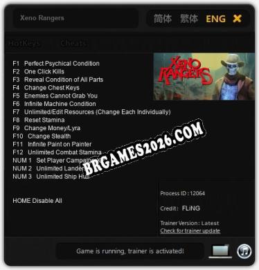 Trainer e cheats para Xeno Rangers - 15 opções