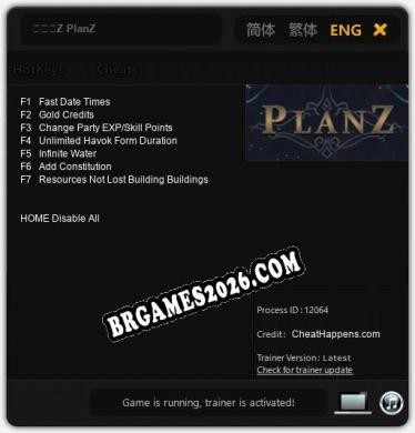 プランZ PlanZ Trainer +7 by CheatHappens.com [Última versão]