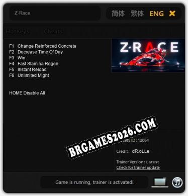 Z-Race - Trainer Funcional +6 funções