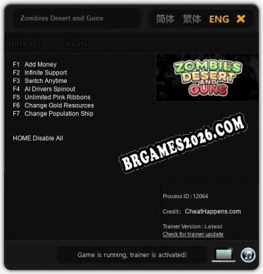 Zombies Desert and Guns Trainer +7 by CheatHappens.com [Última versão]